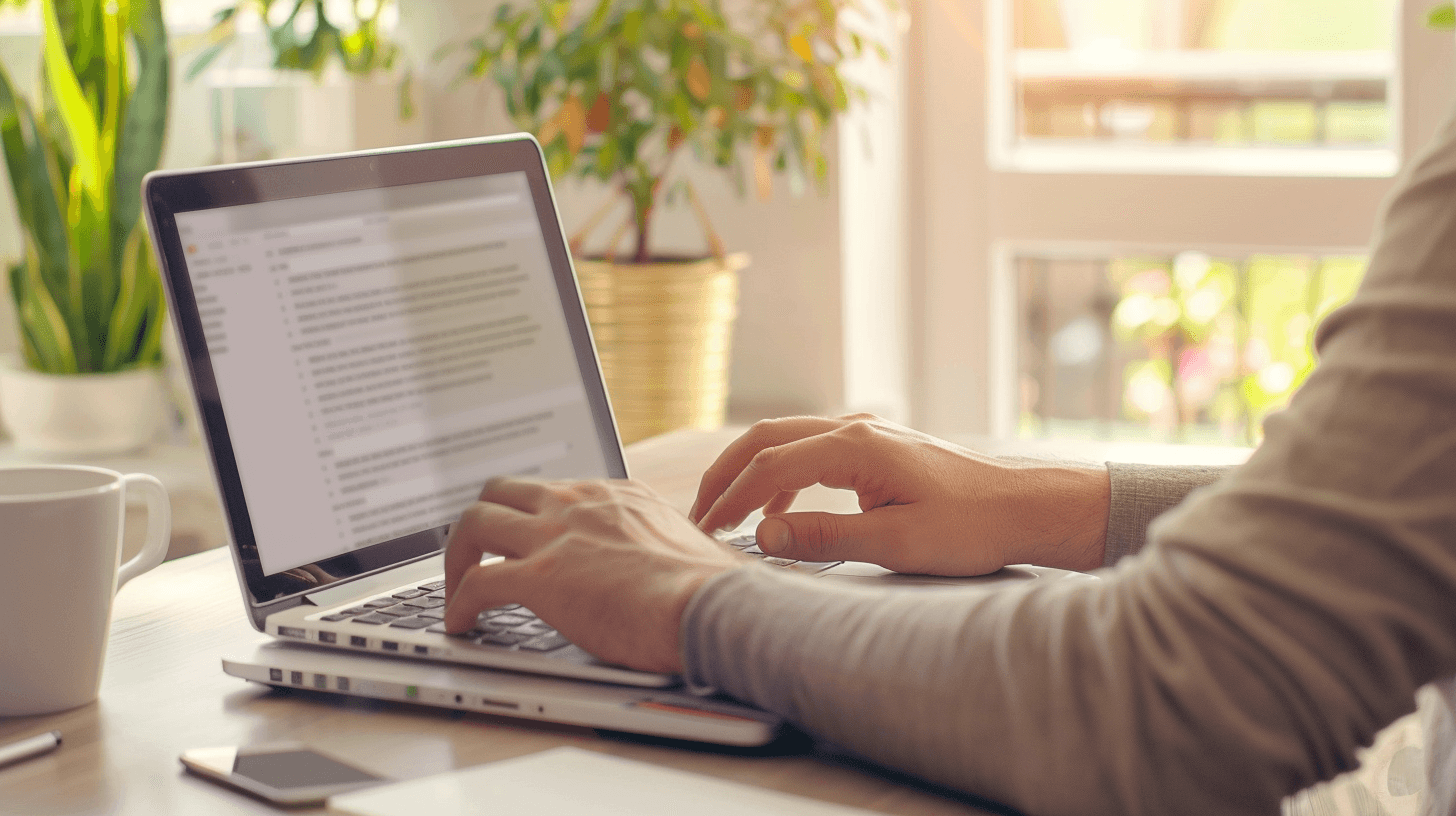 Professional sending a follow-up email after an interview